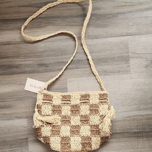 Woven Tan and Cream Crossbody Bag